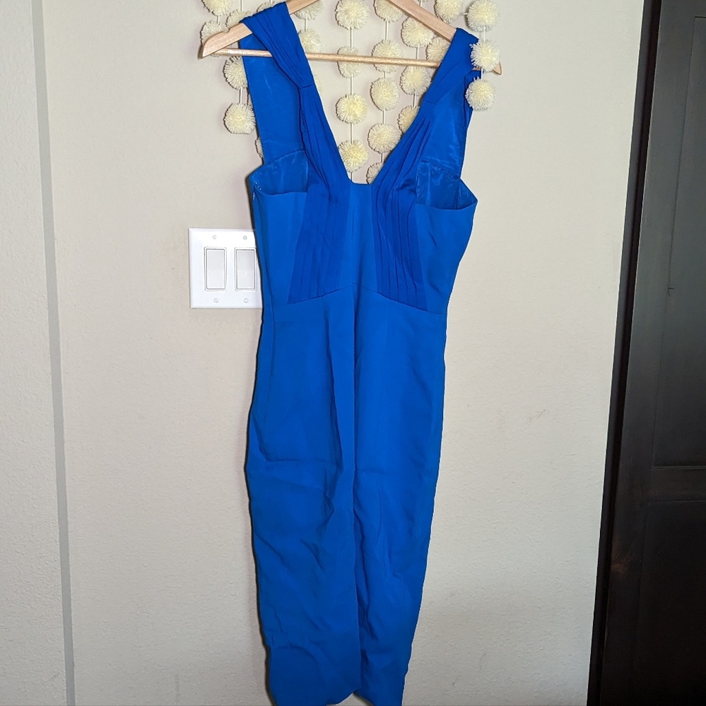Karen Millen Sweetheart Viscose Dress in Cobalt Blue Size 6 - Picture 2 of 6